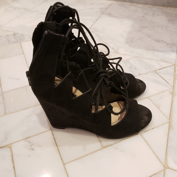 forever 21 lace up wedges 7 - Picture 1 of 3